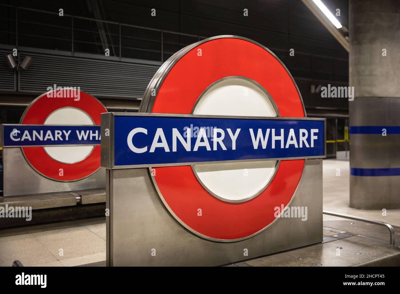 Canary Wharf underground station tube or subway sign, London, England, UK Stock Photo Alamy
