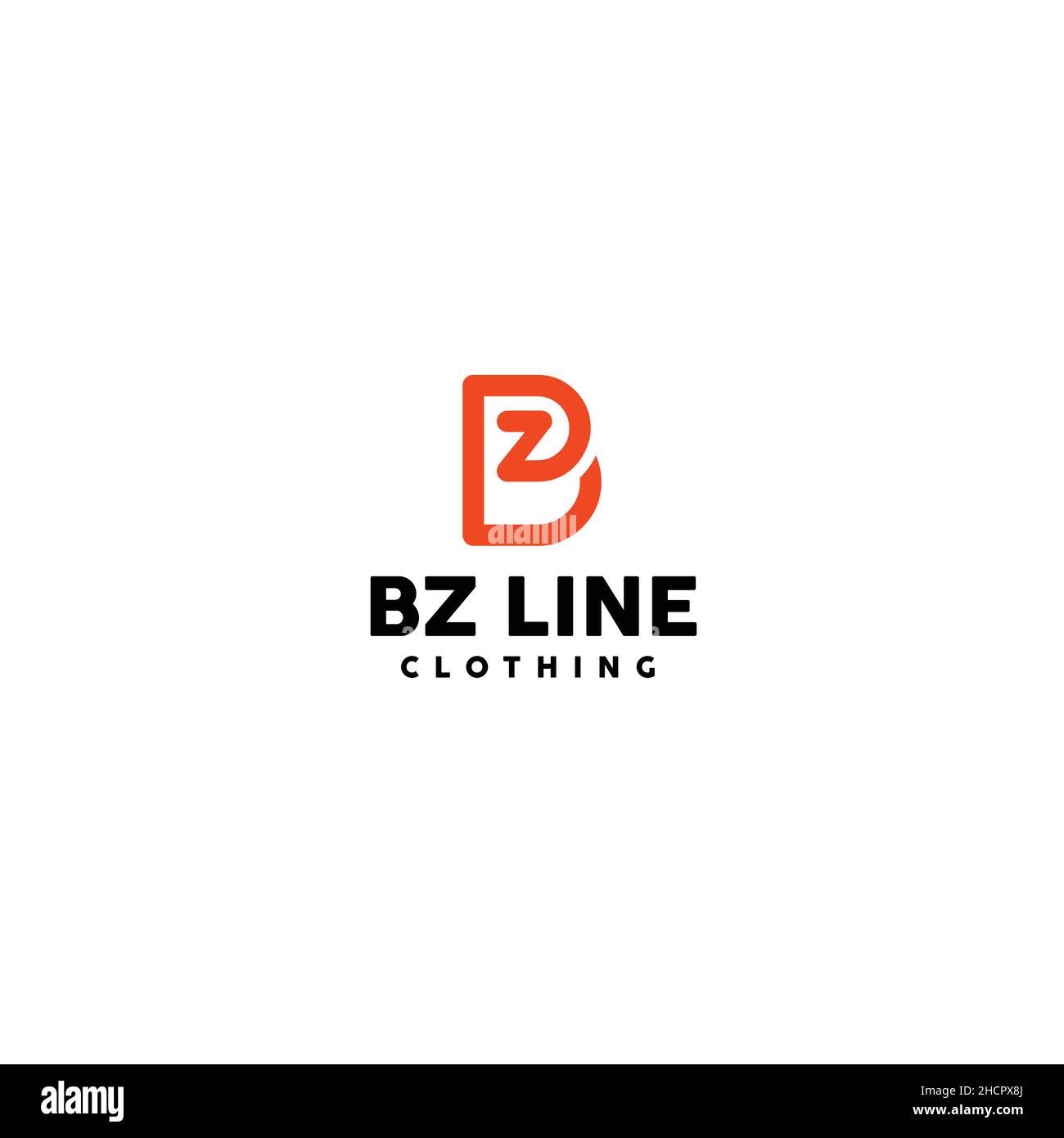 Simple design flat BZ LINE CLOTHING logo design Stock Vector