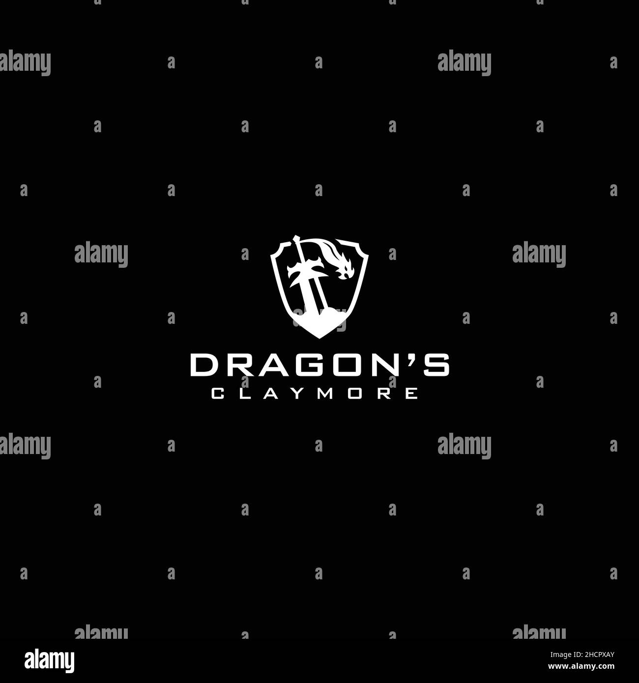 Simple silhouette DRAGONS CLAYMORE logo design Stock Vector