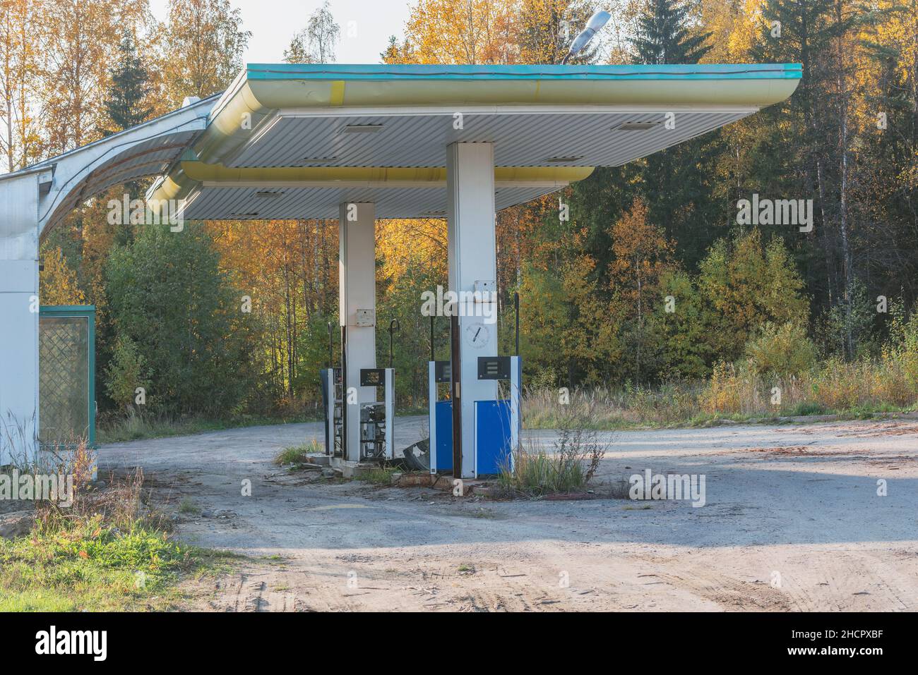 Abandoned gas station by the forest edge Stock Photo Alamy