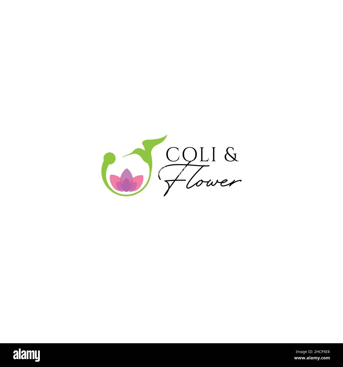 Modern flat colorful COLI and FLOWER logo design Stock Vector