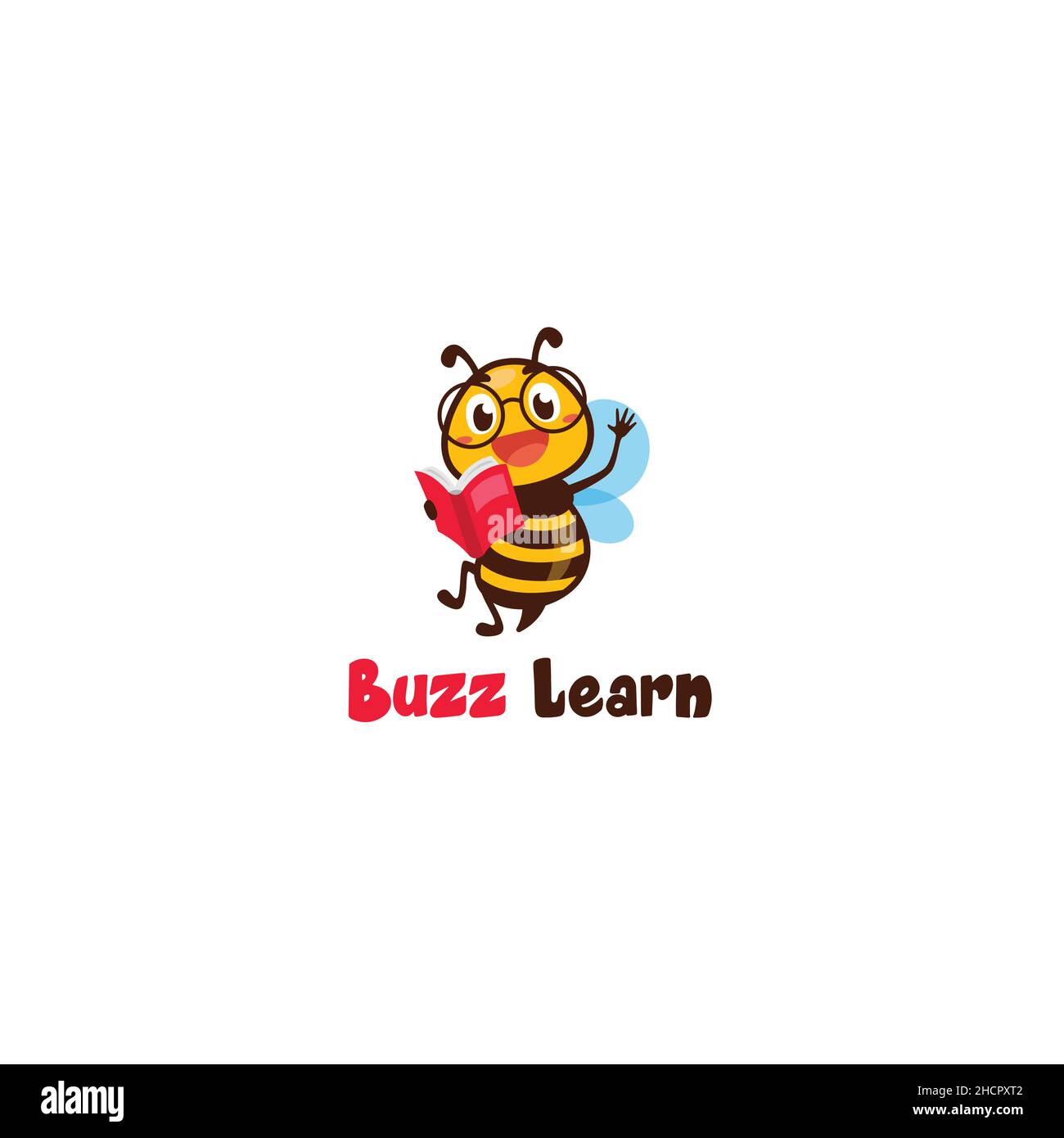 Modern flat colorful BUZZ LEARN book logo design Stock Vector