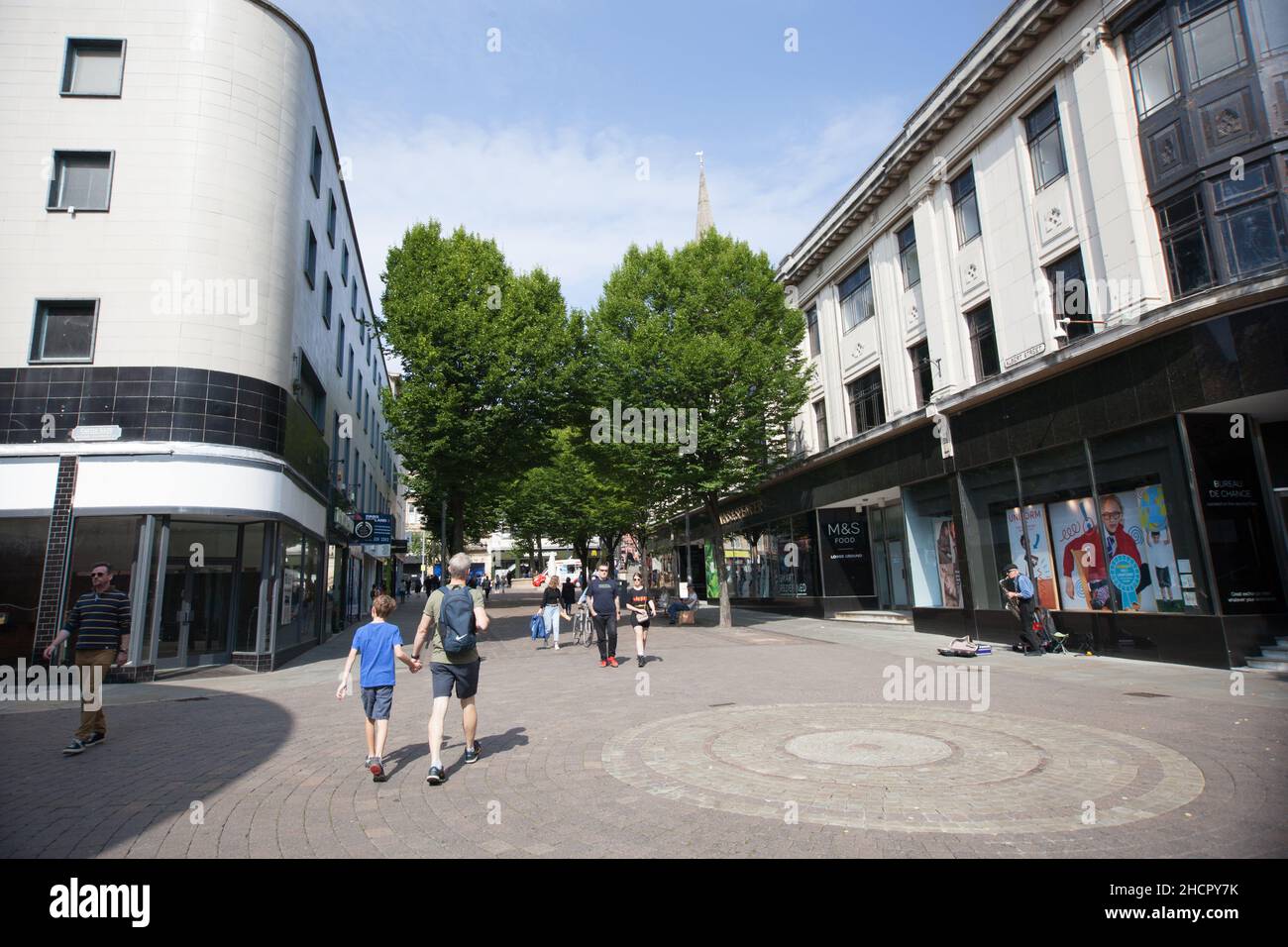 Shoppers on Albert Street in Nottingham in the UK Stock Photo