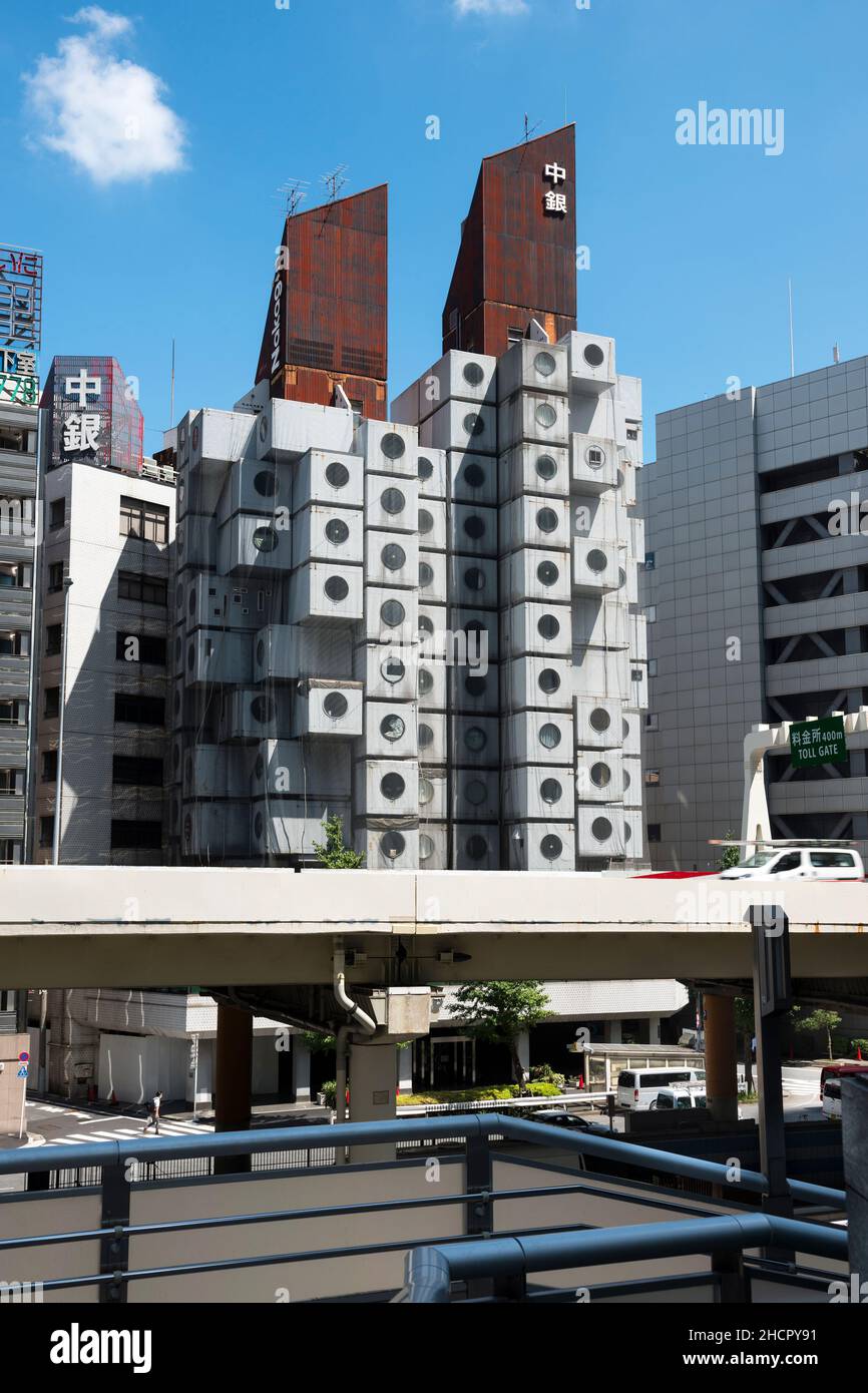 Nakagin Capsule Tower Building, Chūō, Tokyo, Japan Stock Photo