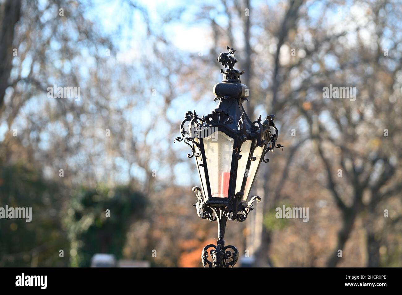 Vienna, Austria.The Vienna Central Cemetery. Grave lantern at the central cemetery Stock Photo