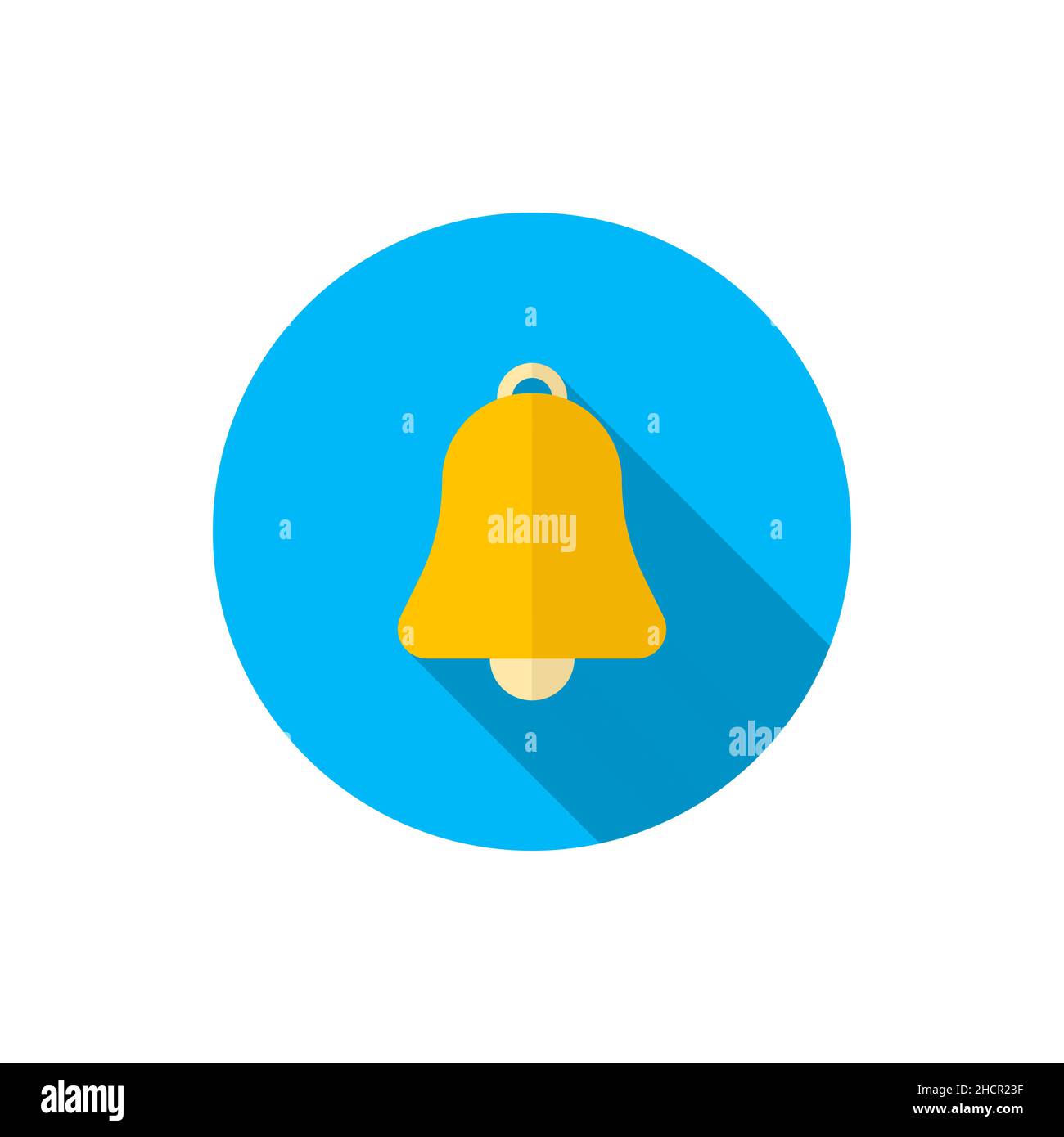 bell vector icon symbol, flat design, long shadow Stock Vector