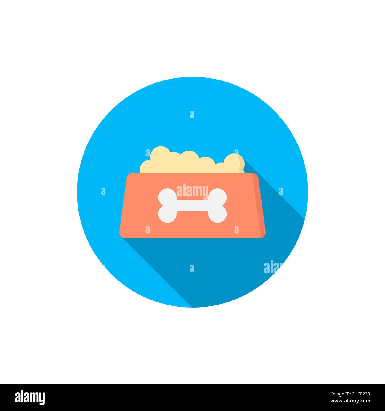 dog bowl vector icon food, flat design, long shadow Stock Vector