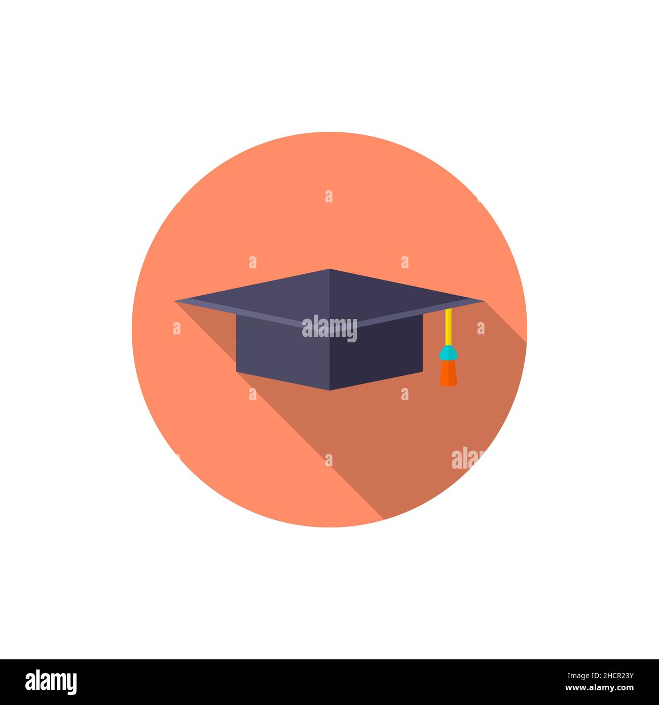Bachelor vector icon symbol education, flat design, long shadow Stock Vector