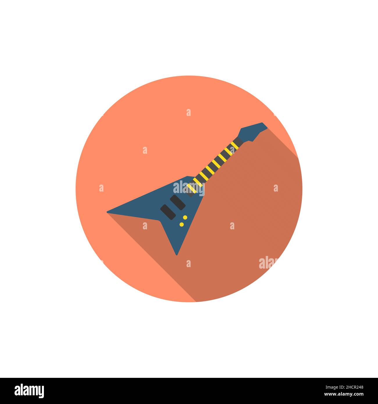 Electric guitar vector icon, flat design, long shadow Stock Vector