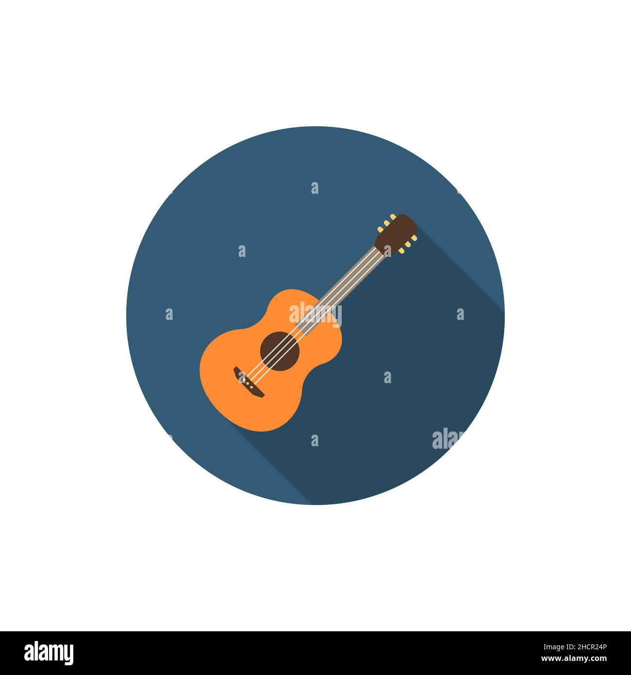 Wood guitar vector icon, flat design, long shadow Stock Vector