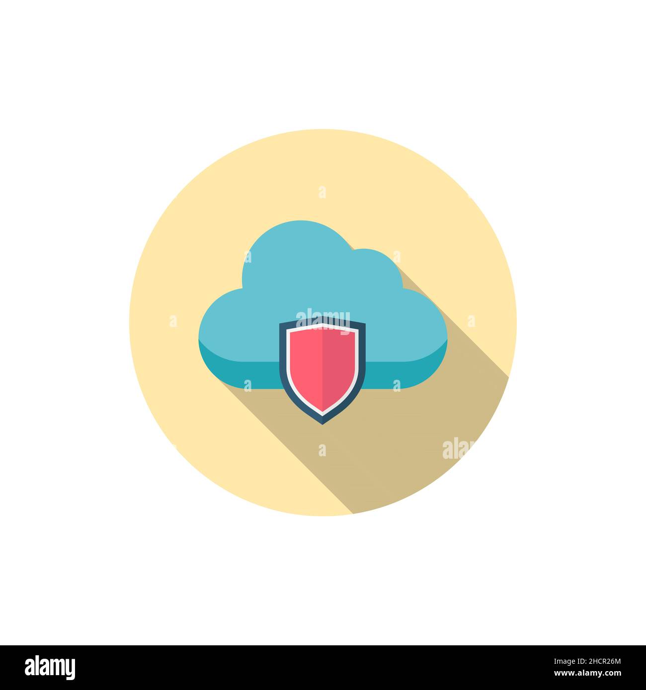 cloud security vector icon, flat design, long shadow Stock Vector