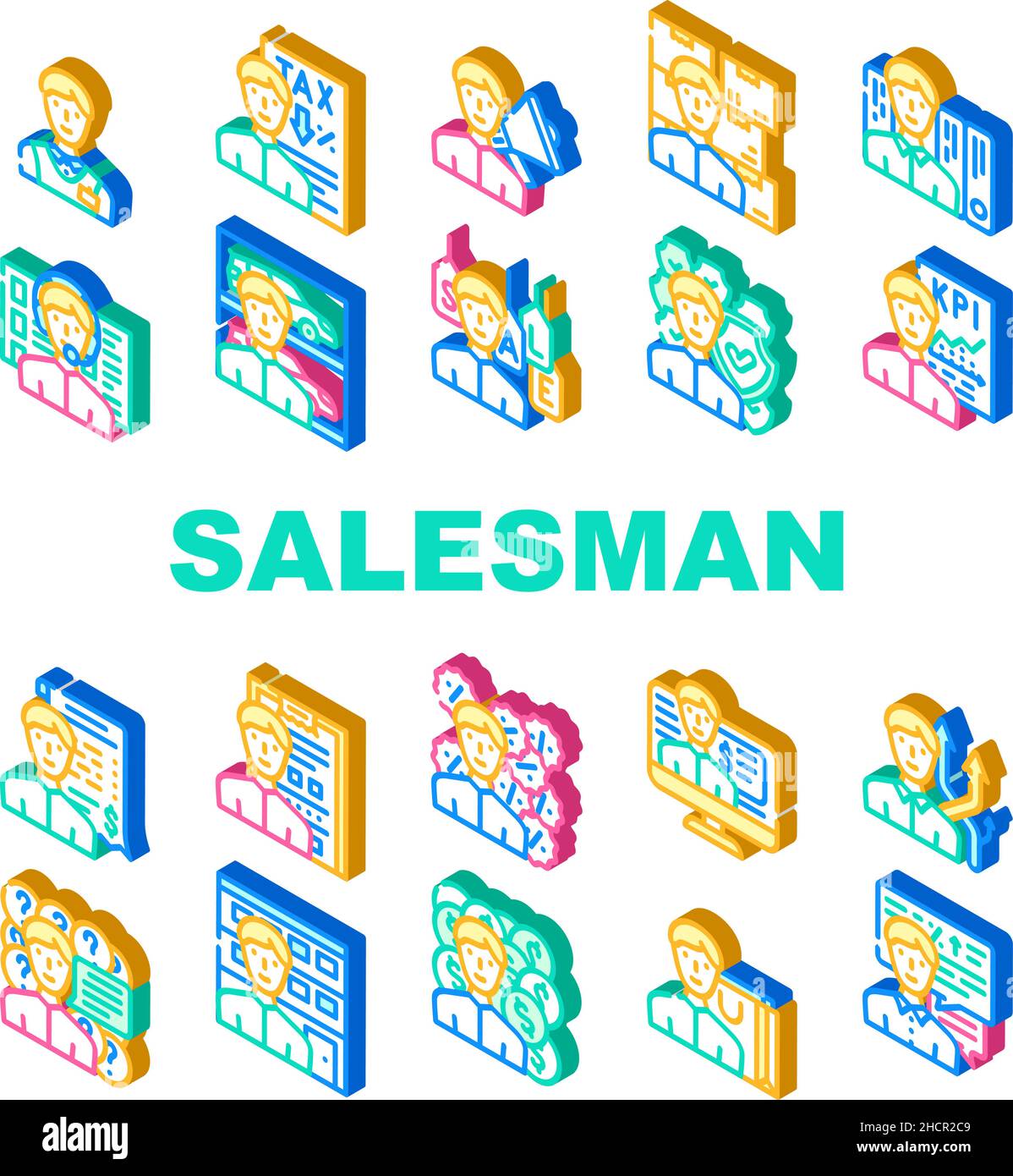 Salesman Business Occupation Icons Set Vector Stock Vector Image & Art ...