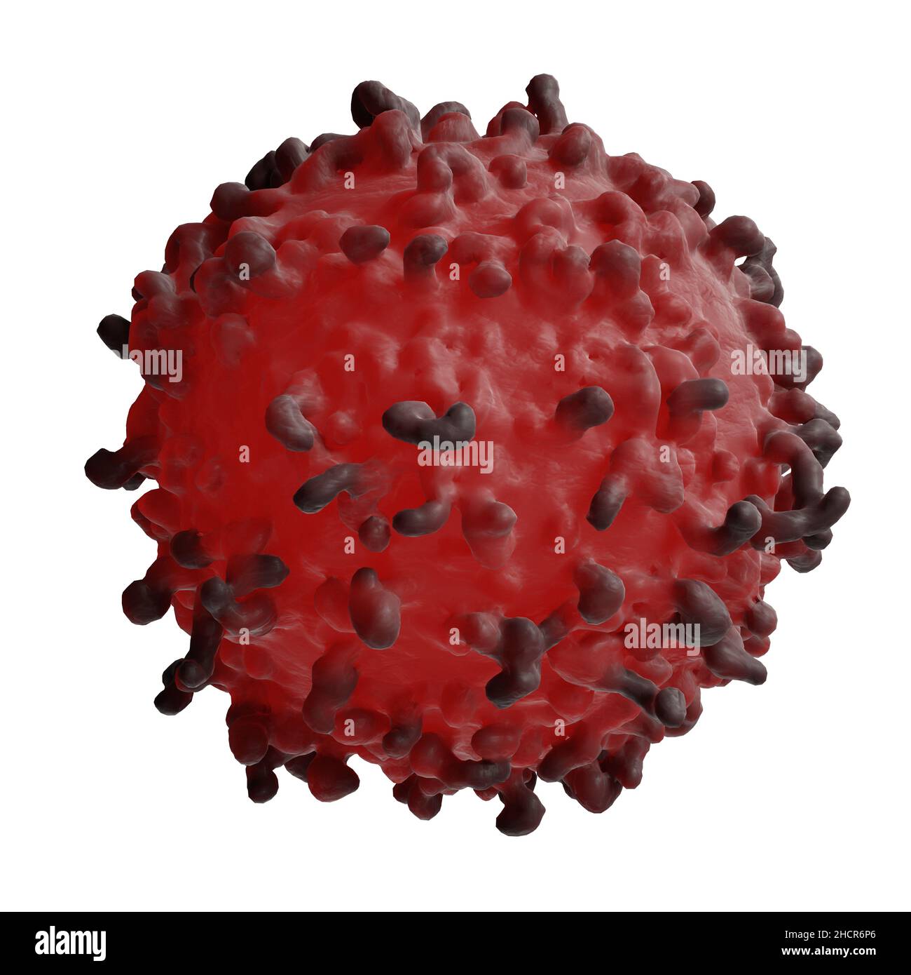 Corona virus strain 2019 (2019-nCoV) 3D medical illustration. Microscopic view of a floating cell, flu virus, corona virus strain syndrome, severe acu Stock Photo