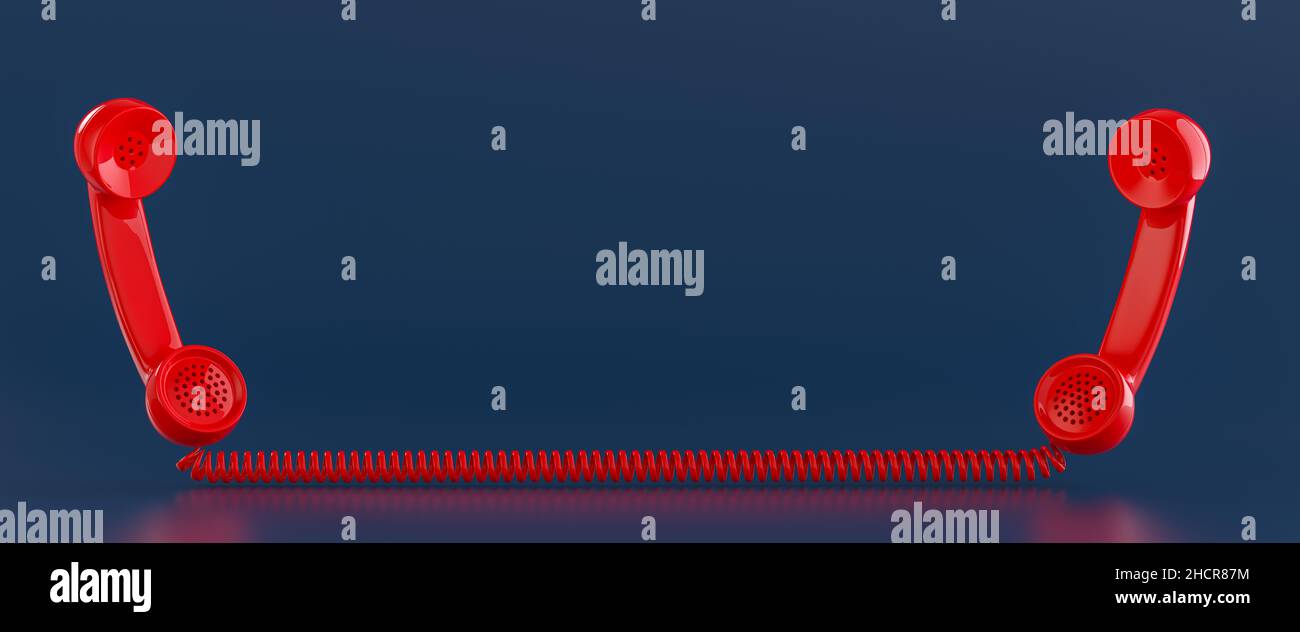 Shot of a red landline telephone receivers with copy space for