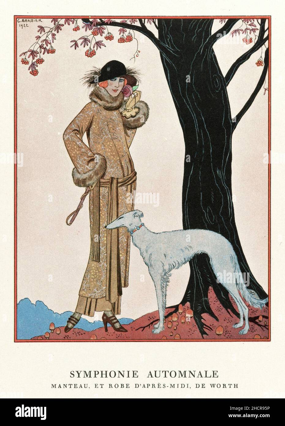 “Symphonie automnale”, a vintage illustration by the French artist, George Barbier (1882–1932), letterpress print, 1922 Stock Photo