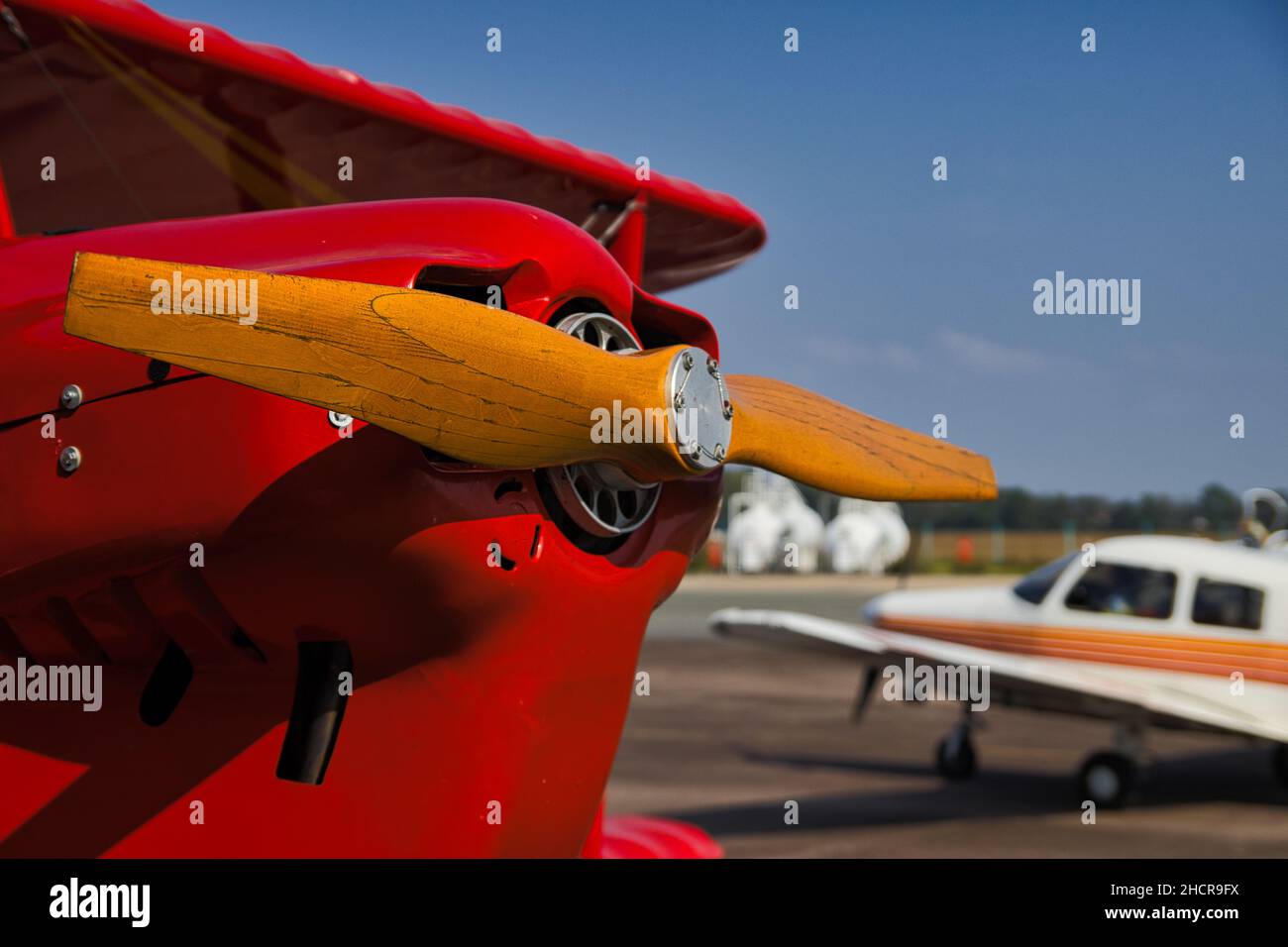 Closeup shot of an airplane Stock Photo