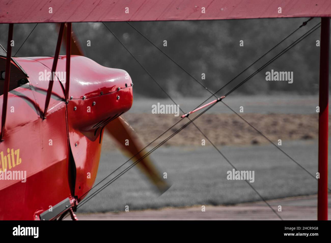 Closeup shot of a red airplane Stock Photo