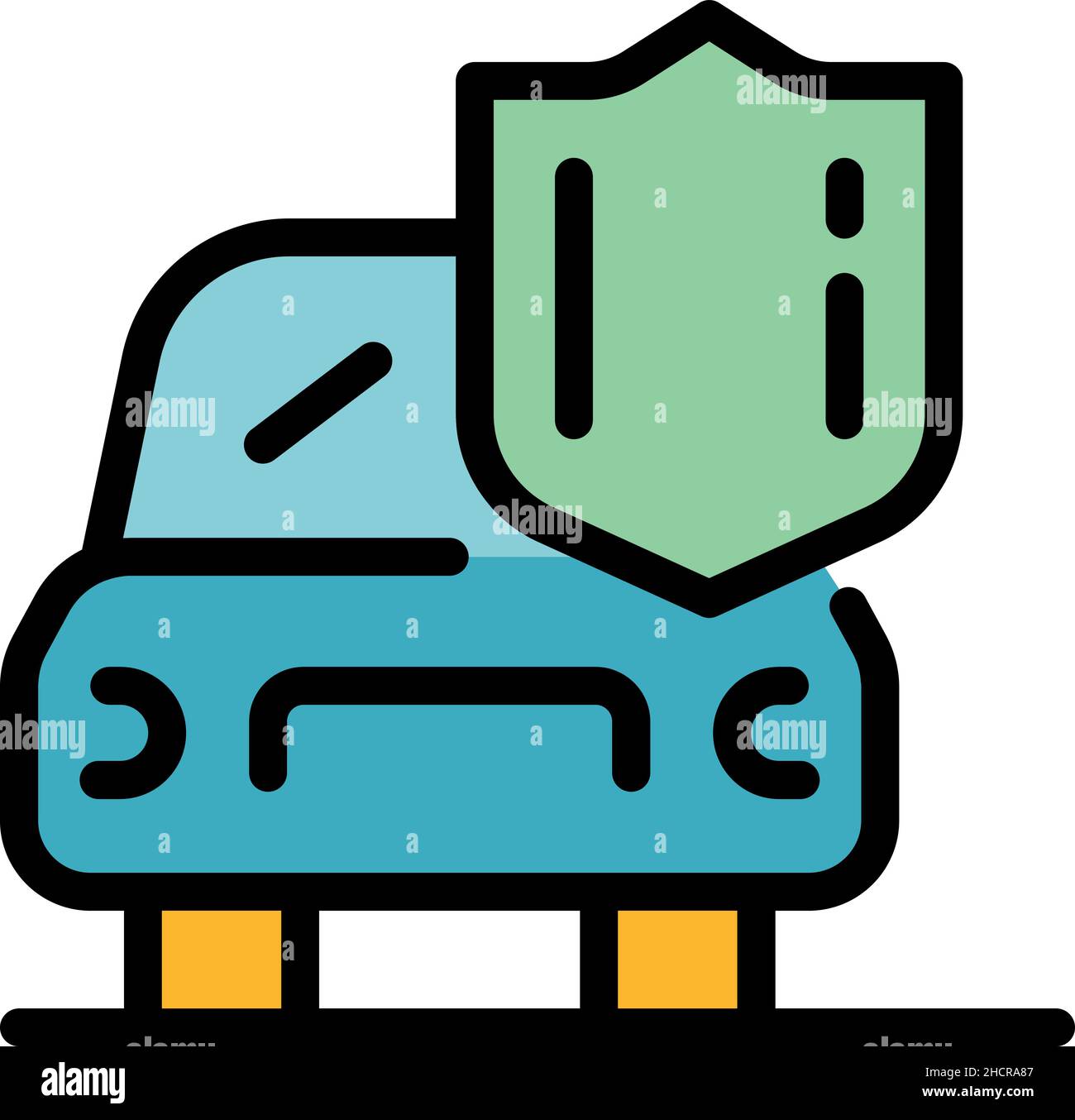 Safe rent car icon. Outline safe rent car vector icon color flat isolated Stock Vector Image