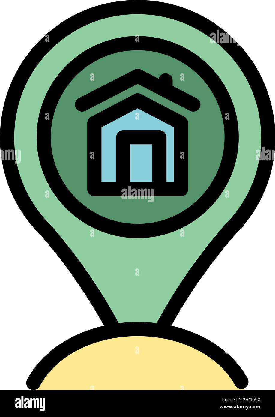 Rent house location icon. Outline rent house location vector icon color ...