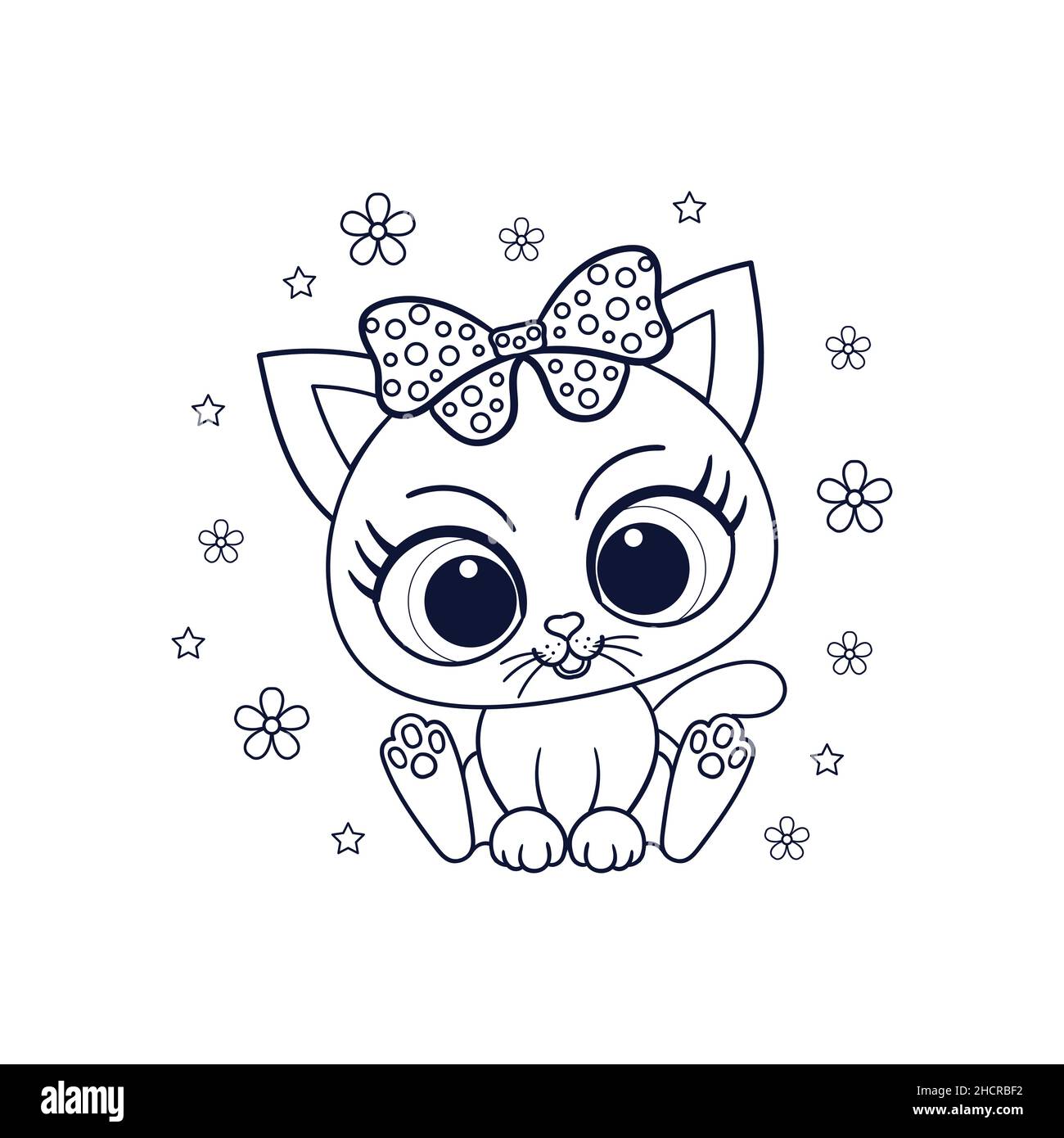 Drawn Cute Little Kitten with Bowtie Graphic by vatemplatecards · Creative  Fabrica
