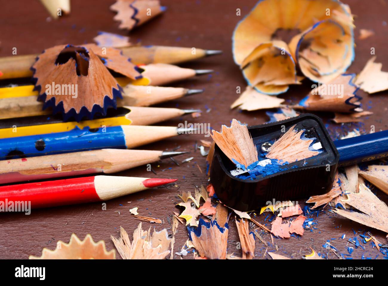 Colour pencil sharpening Stock Photo Alamy