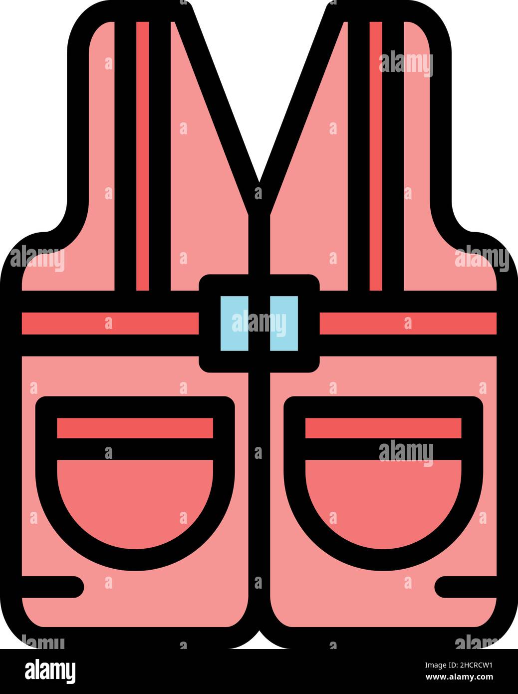 Builder vest icon. Outline builder vest vector icon color flat isolated ...