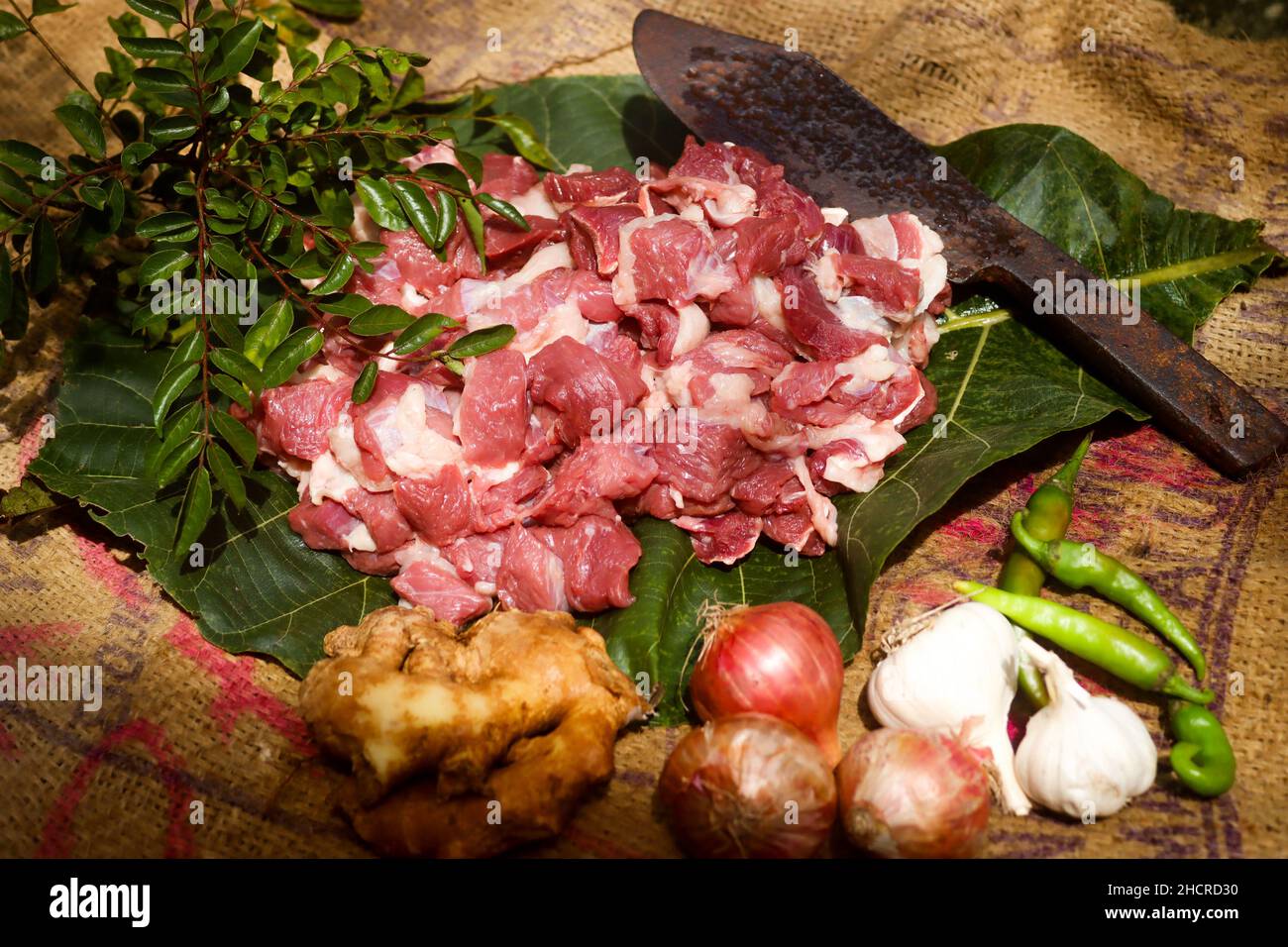 Beef raw Buffalo meat Stock Photo