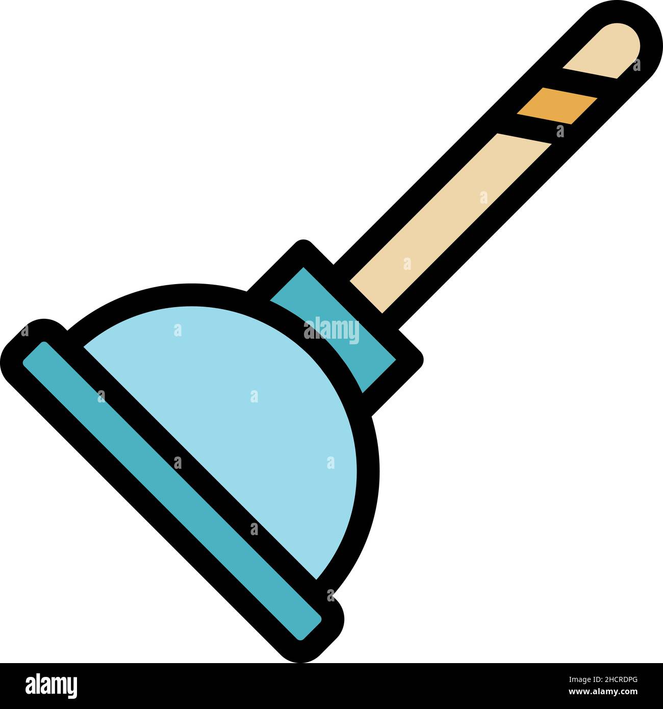 Rubber plunger icon. Outline rubber plunger vector icon color flat