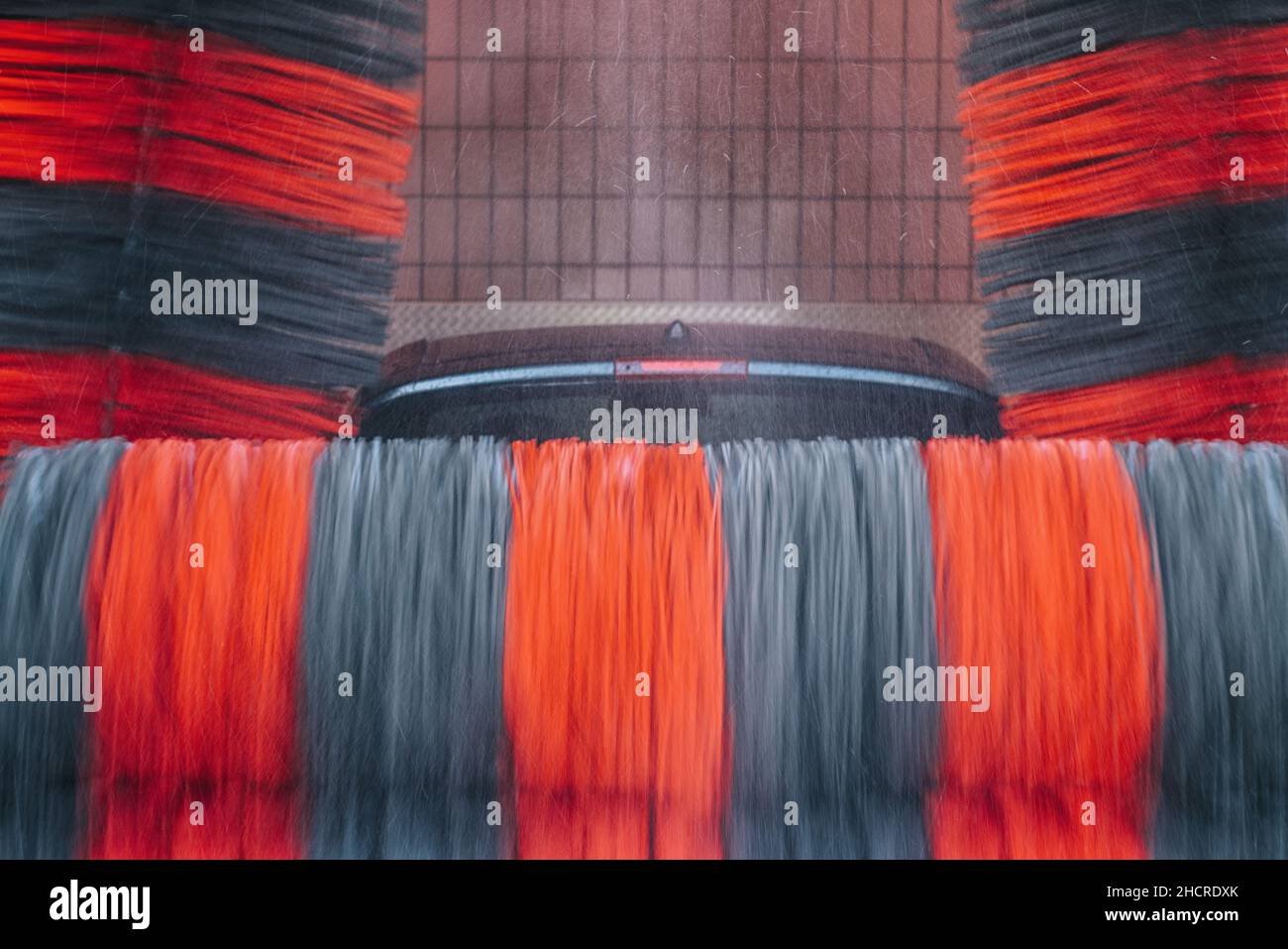 Automatic car wash brushes in action Stock Photo Alamy