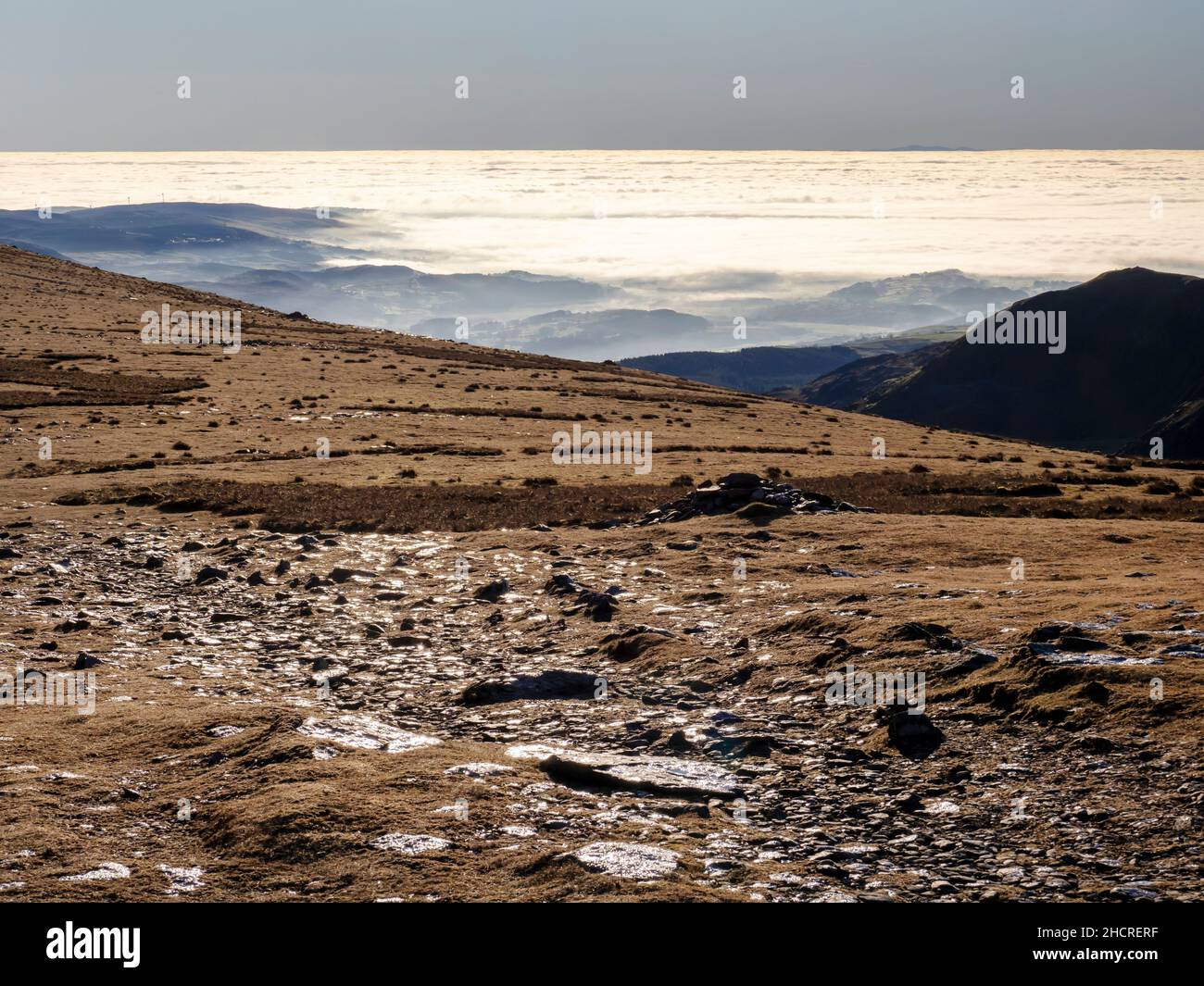 Looking towards south from the Coniston fells with mist from a