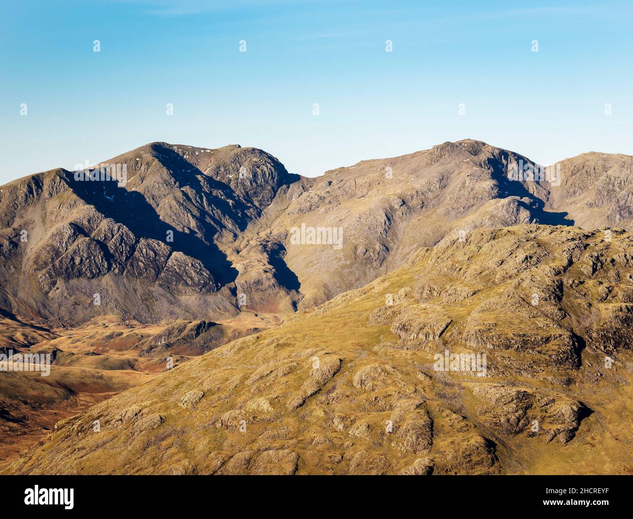 Scafell and scafell Pike from the Coniston hills, Lake District, UK ...