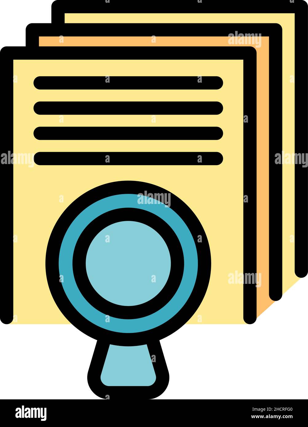Search documents icon. Outline search documents vector icon color flat isolated Stock Vector