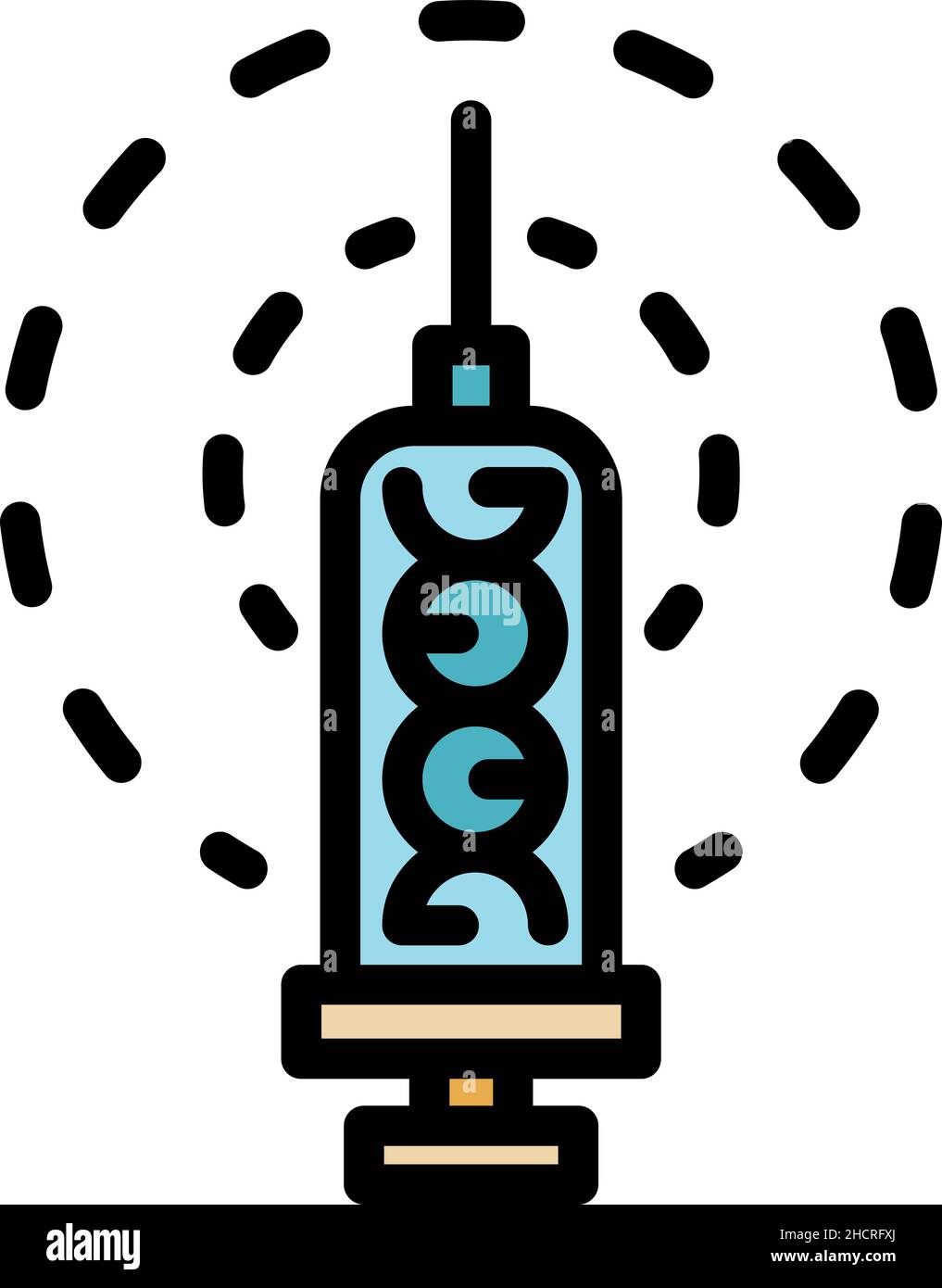 DNA injection icon. Outline DNA injection vector icon color flat ...