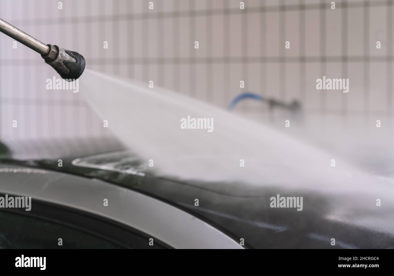 Car Washing. Cleaning Car Using High Pressure Water Stock Photo Alamy
