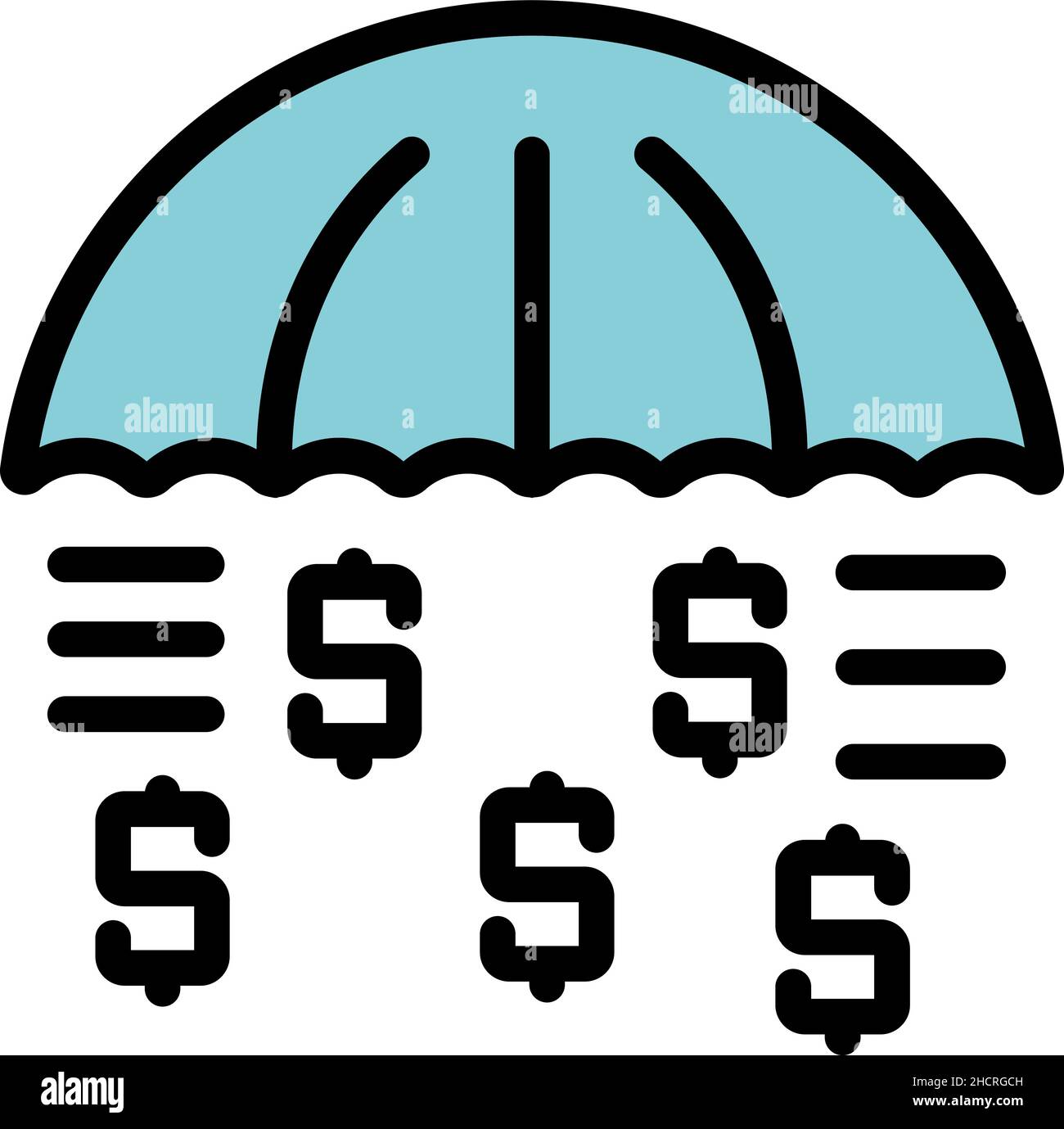 Insurance money icon. Outline insurance money vector icon color flat isolated Stock Vector