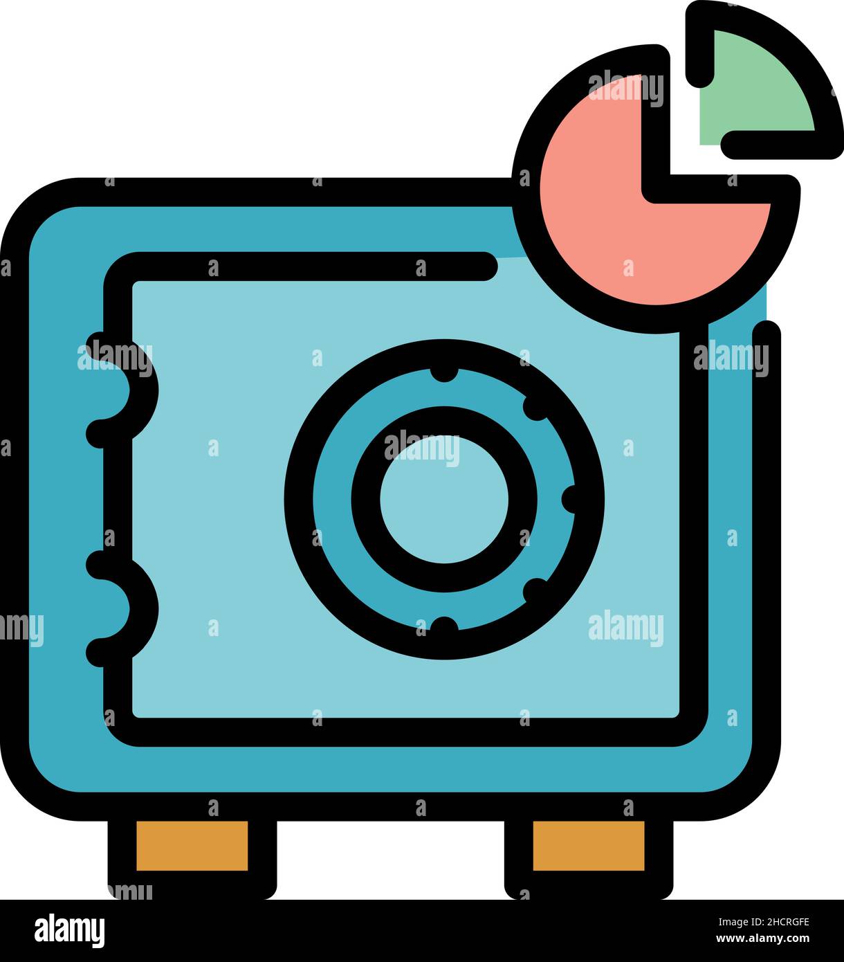 Safe box pie icon. Outline safe box pie vector icon color flat isolated Stock Vector