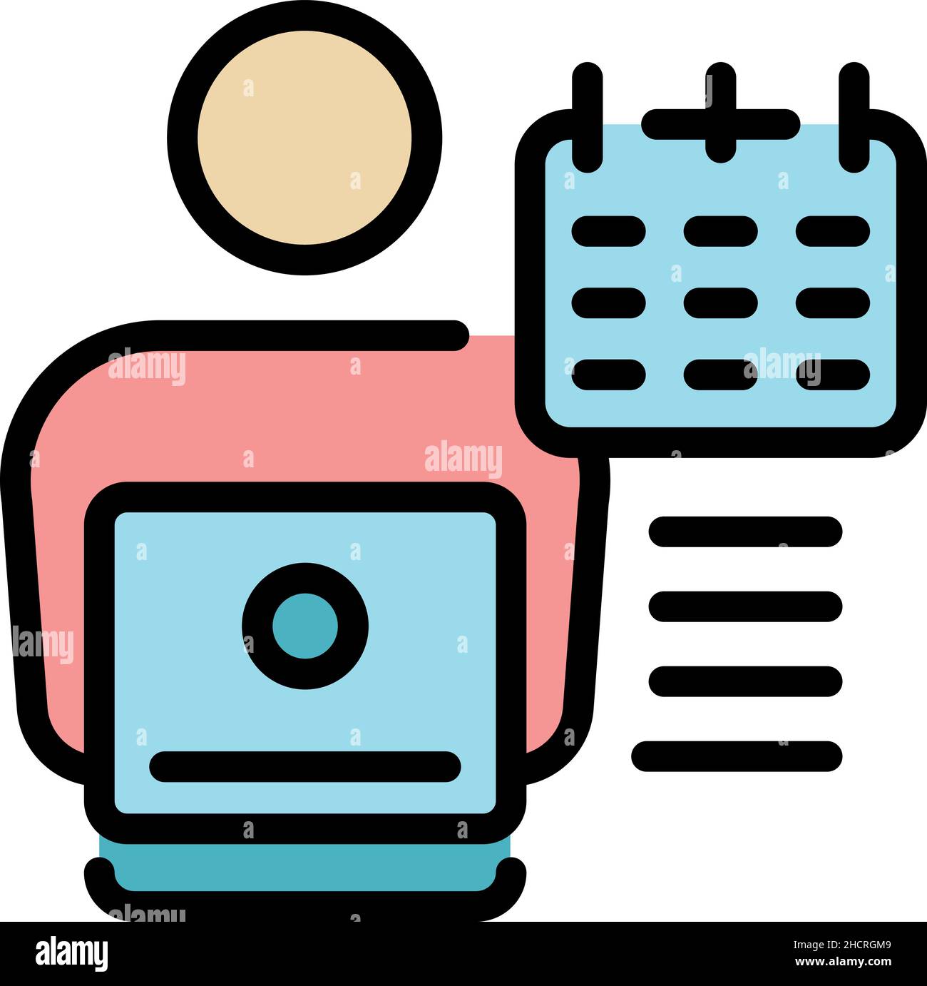 Part time worker icon. Outline part time worker vector icon color flat isolated Stock Vector