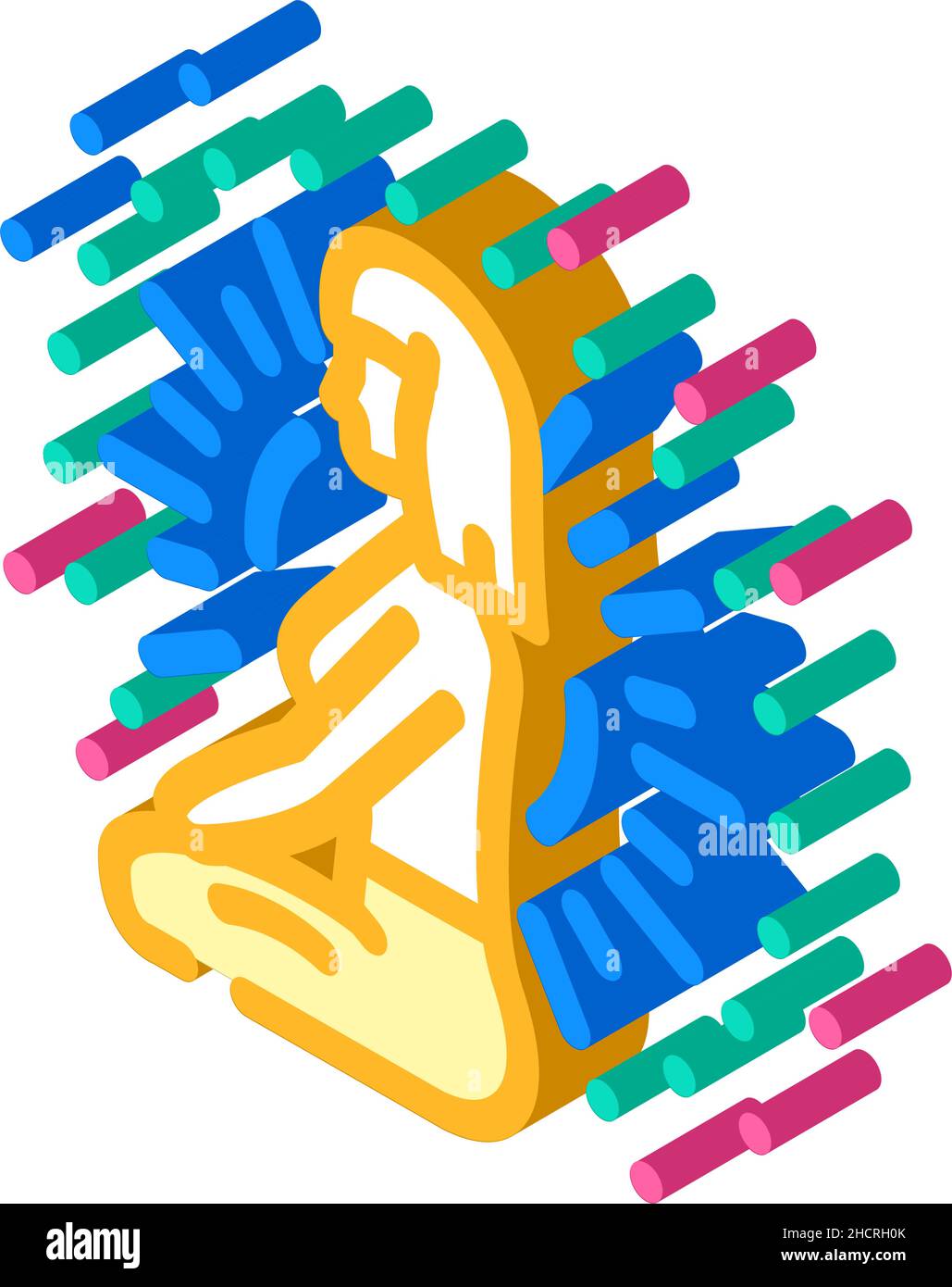harmony meditation isometric icon vector illustration Stock Vector