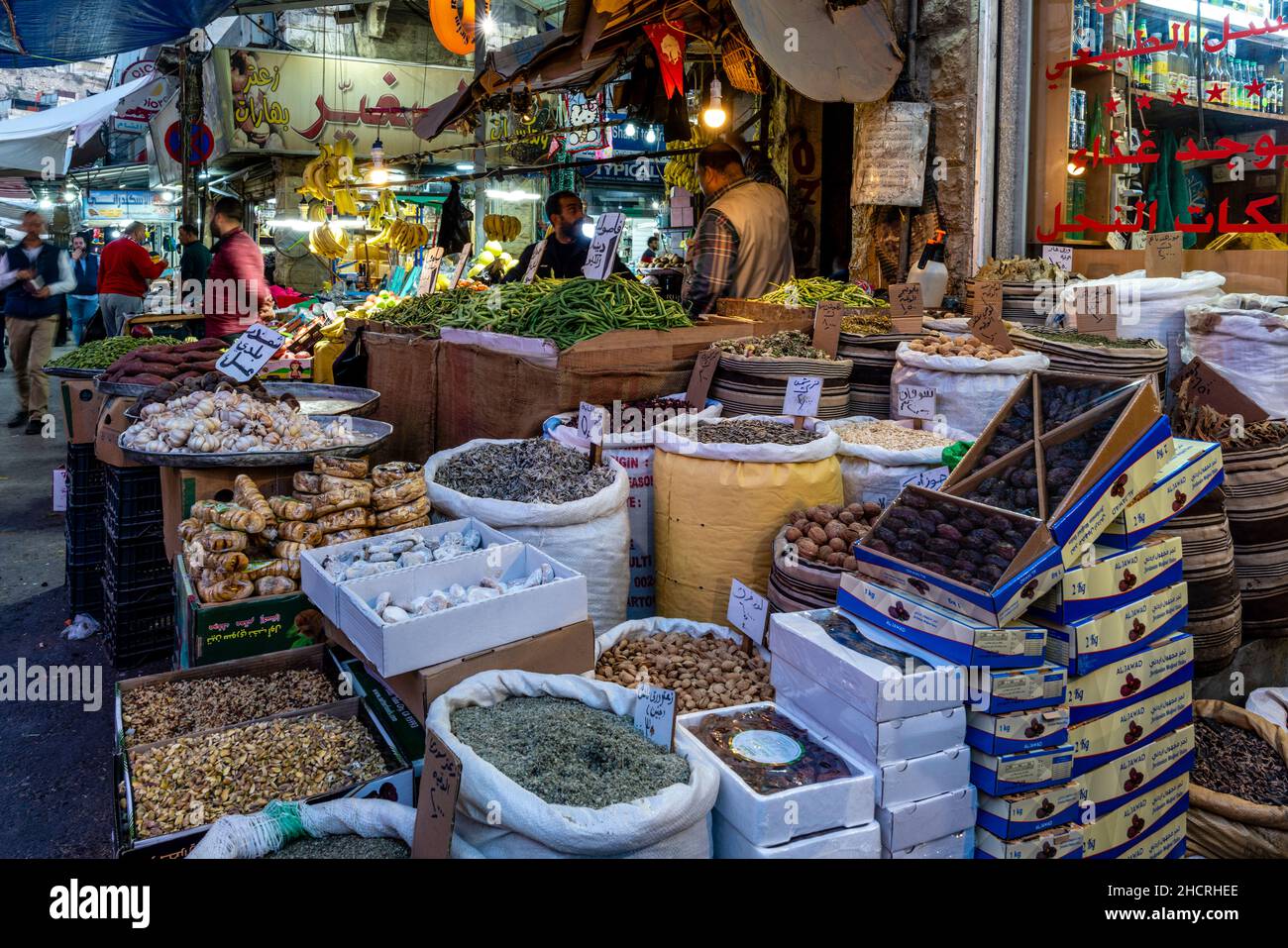 A Colourful Shop In The Souk, Downtown Amman, Amman, Jordan Stock Photo