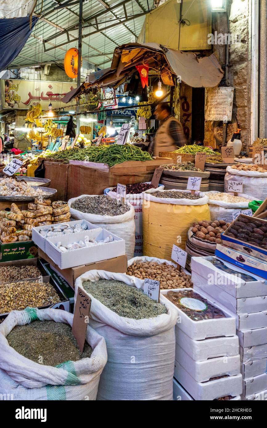 A Colourful Shop In The Souk, Downtown Amman, Amman, Jordan Stock Photo ...
