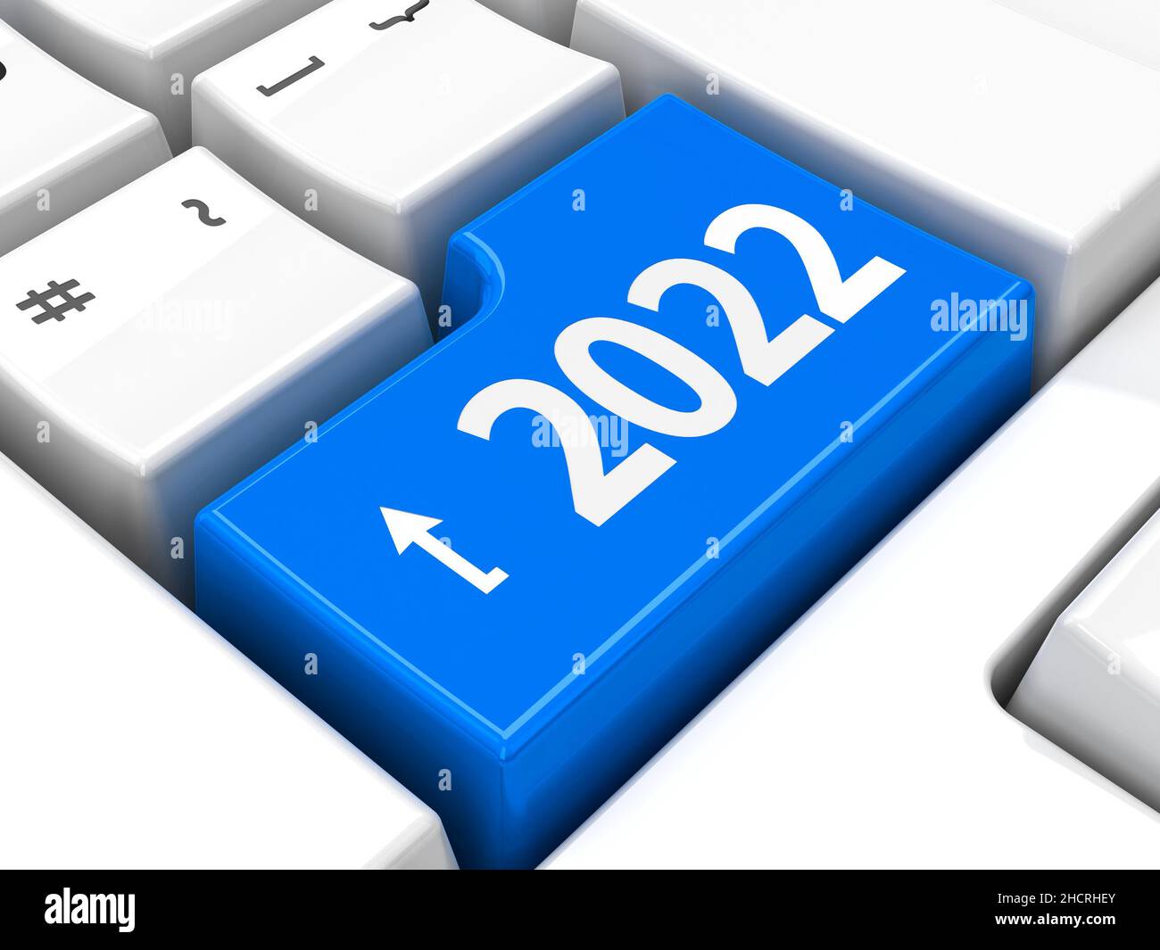Computer keyboard with 2022 enter key, three-dimensional rendering, 3D ...
