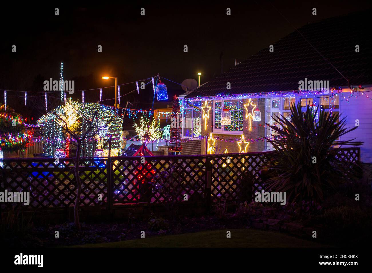 Christmas lights adorn houses and homes around Silver Birch Avenue