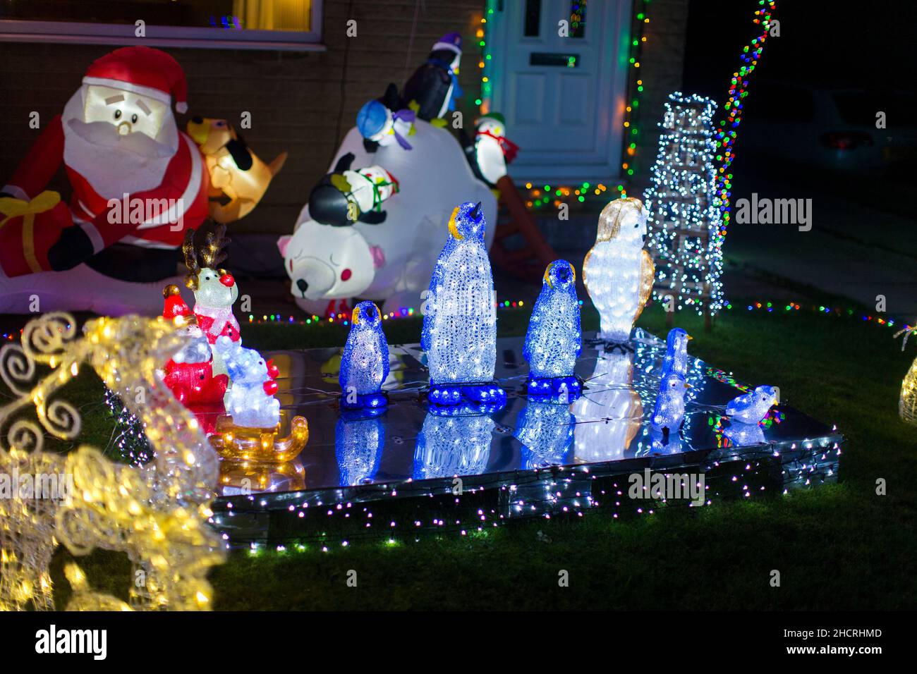 Christmas lights adorn houses and homes around Silver Birch Avenue