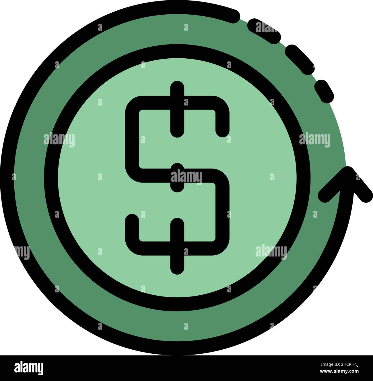 Dollar refresh icon. Outline dollar refresh vector icon color flat ...
