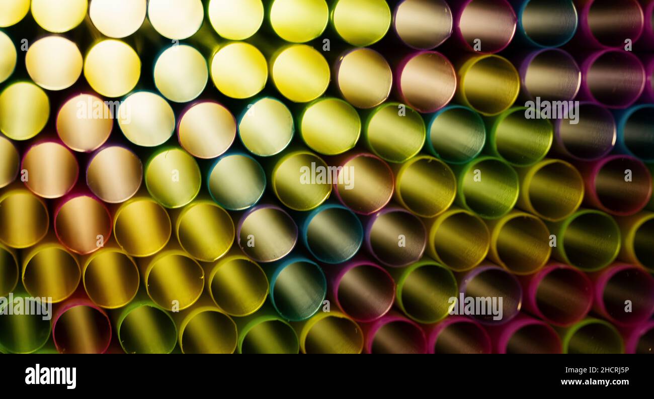 Drinking straws colorful backlighted Stock Photo