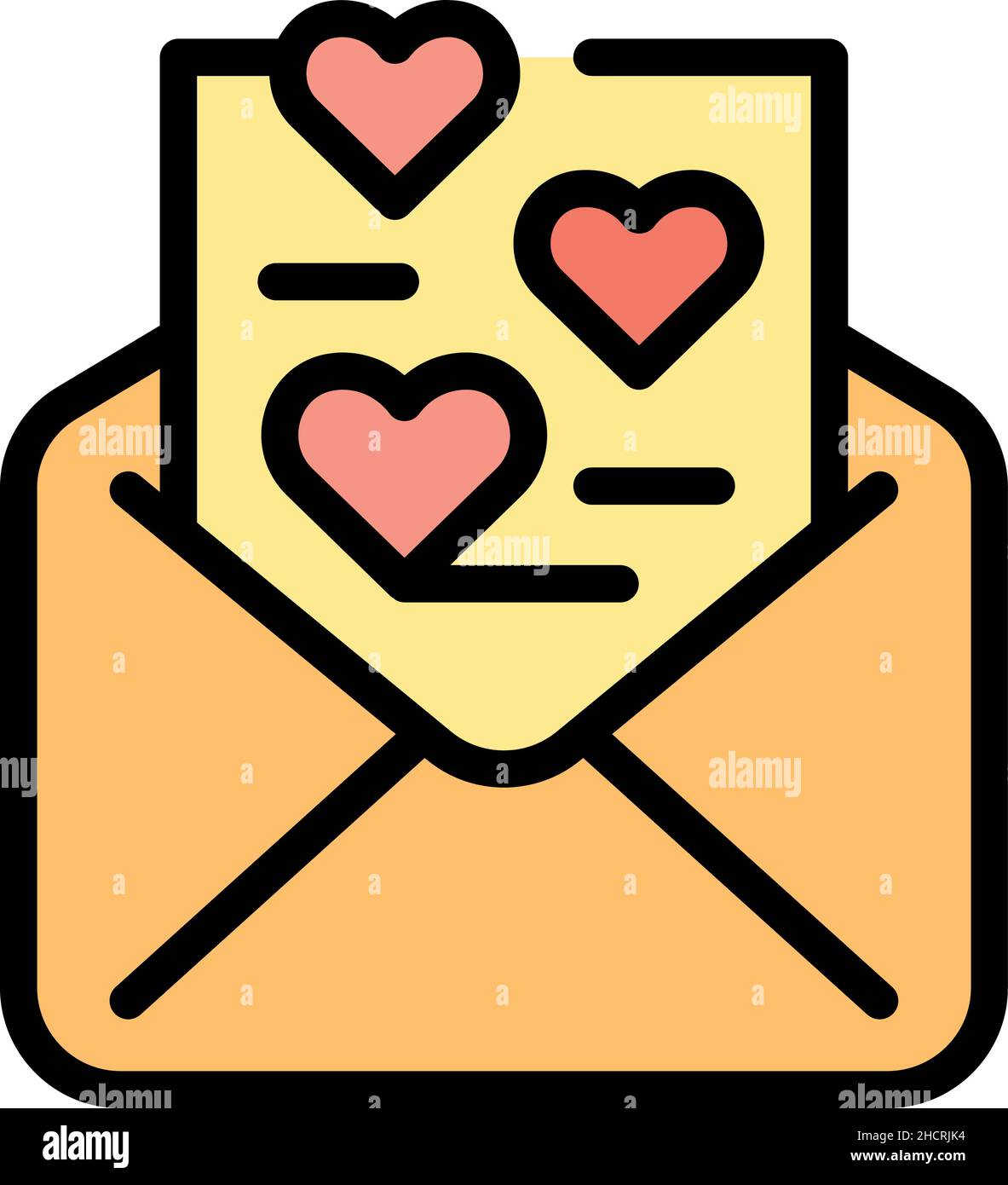 Envelope heart icon. Outline envelope heart vector icon color flat ...