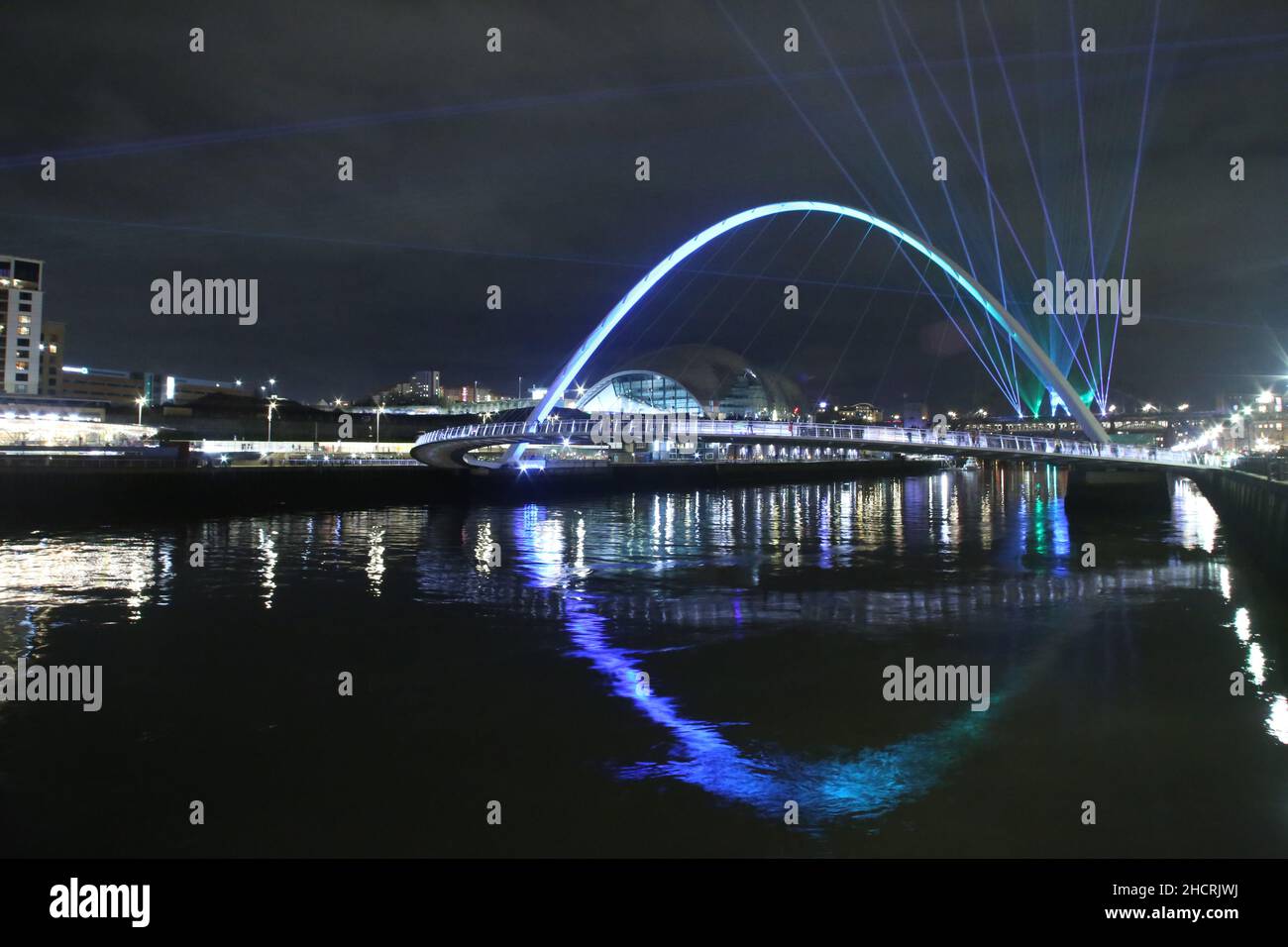Newcastle upon Tyne, UK, December 31st, 2021. New Year’s Eve Laser Light Show. Credit: DEW/Alamy Live News Stock Photo