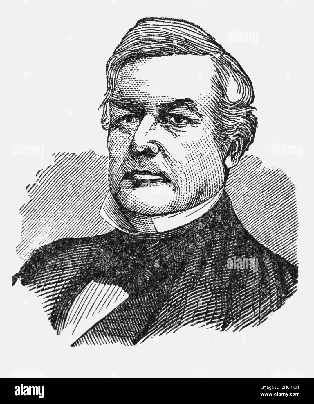 A late 19th Century portrait of Millard Fillmore (1800-1874), the 13th president of the United States, serving from 1850 to 1853 and the last to be a member of the Whig Party while in the White House. A former member of the U.S. House of Representatives from Upstate New York, Fillmore was elected as the 12th vice president in 1848, and succeeded to the presidency in July 1850 upon the death of U.S. President Zachary Taylor. Fillmore was instrumental in the passing of the Compromise of 1850, a bargain that led to a brief truce in the battle over the expansion of slavery. Stock Photo