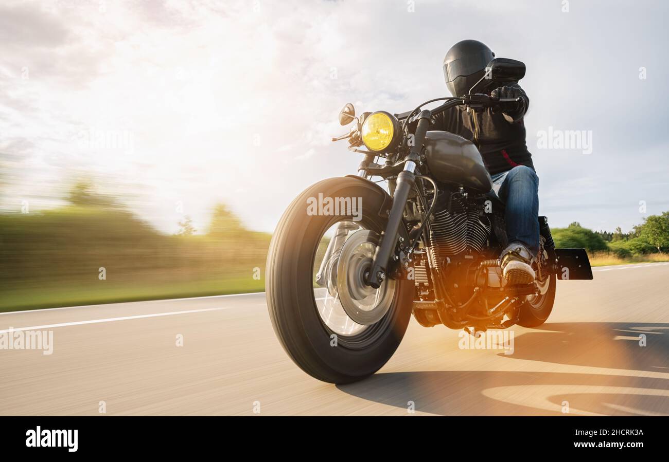 High power motorcycle chopper on the country road Stock Photo Alamy