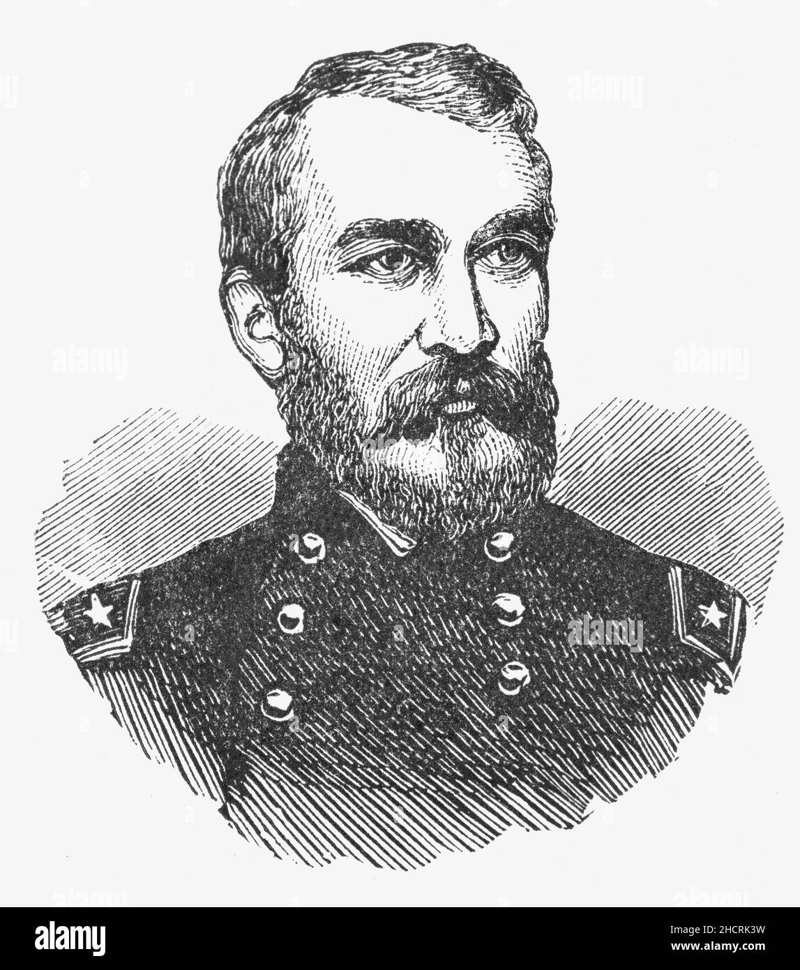 A late 19th Century portrait of Philip Henry Sheridan (1831-1888) aka Fightin' Phil, a Union general in the American Civil War, noted for his rapid rise to major general and his close association with General-in-chief Ulysses S. Grant, who transferred Sheridan from command of an infantry division to lead the Cavalry Corps of the Army of the Potomac in the East using scorched-earth tactics. In 1865, his cavalry pursued Gen. Robert E. Lee and was instrumental in forcing his surrender at Appomattox Courthouse. In 1883, Sheridan was appointed general-in-chief of the U.S. Army. Stock Photo